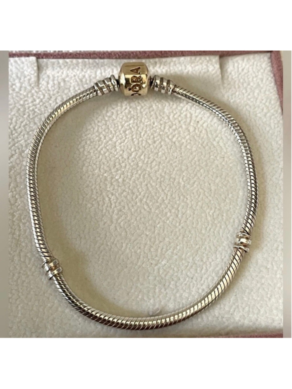 Pandora 14k Gold & Sterling Silver 925 Snake Chain Bracelet 6.9 inches
